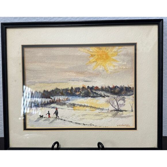 watercolor painting Signed W.H. Hinton 16.75"x13.75" With Frame. - Picture 3 of 10